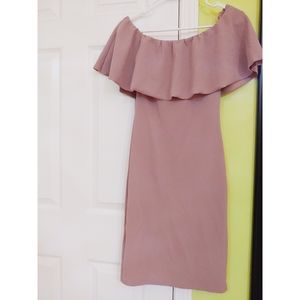 Ruffle trim off shoulder dress